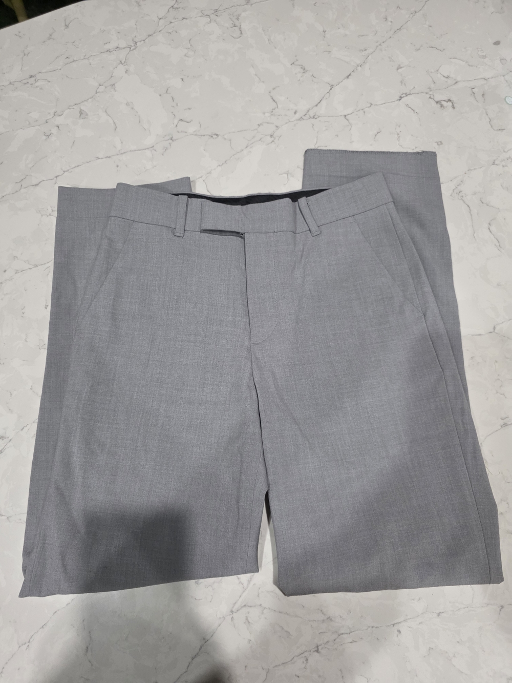 Calvin Klein Light Gray Flat-Front Dress Pants